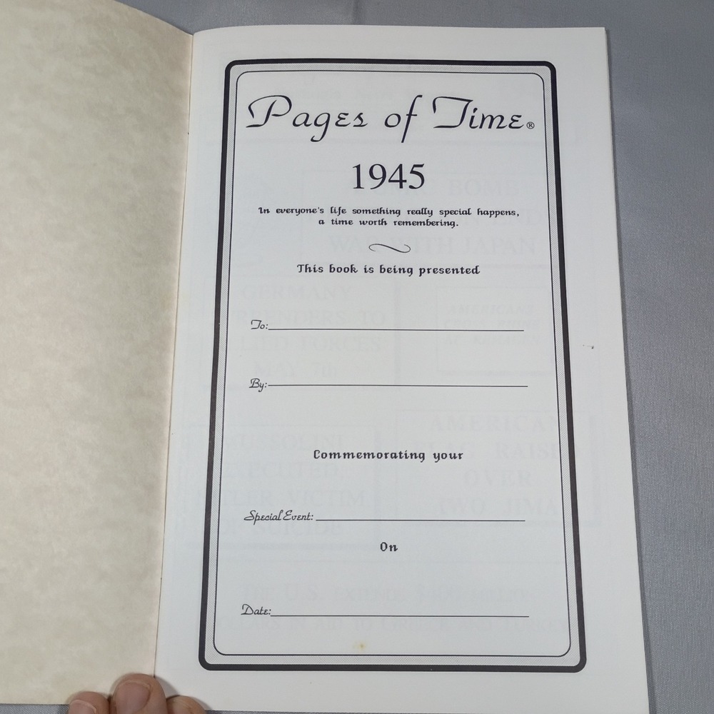 1945 Pages of Time Nostalgia News Report Booklet Birthday Gift Year Born History - Picture 2 of 5